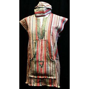 Handmade Woven Blanket Pullover Skull Cap Pillbox Multi-color Sleeveless Woman L